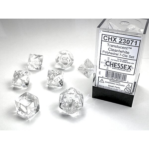 Translucent Polyhedral Clear/white 7-Die Set