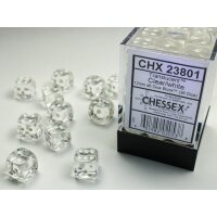 Translucent 12mm d6 with pips (36 Dice Block) - Clear...