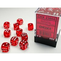 Translucent 12mm d6 with pips (36 Dice Block) - Red w/white