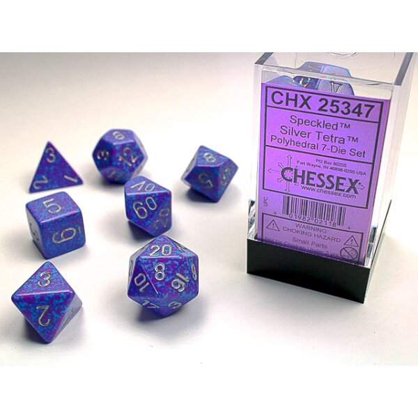 Speckled Polyhedral 7-Die Set - Silver Tetra