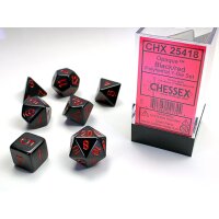 Opaque Polyhedral 7-Die Set - Black w/red