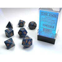 Opaque Polyhedral 7-Die Set - Dusty Blue w/gold