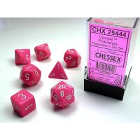 Opaque Polyhedral 7-Die Set - Pink w/white