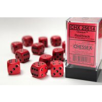 Opaque 16mm d6 with pips (12 Dice Block) - Red w/black