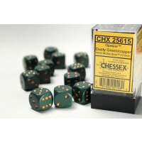 Opaque 16mm d6 with pips (12 Dice Block) - Dusty Green...