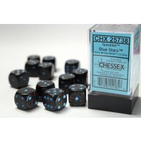 Speckled 16mm d6 with pips  (12 Dice Block) - Blue Stars