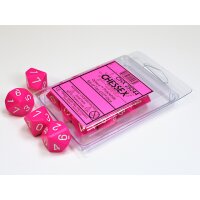 Opaque Polyhedral Ten d10 Set - Pink/white