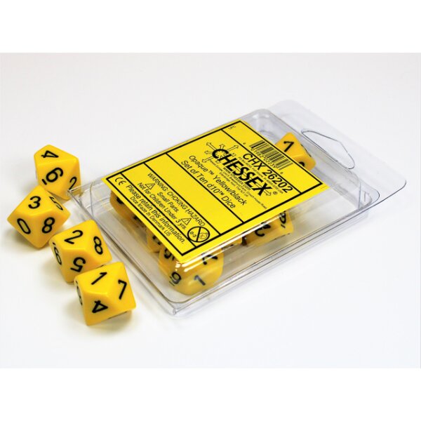 Opaque Polyhedral Ten d10 Set - Yellow/black