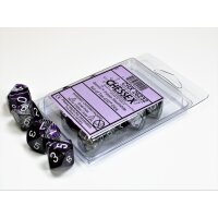 Ten d10 Set - Purple-Steel w/white