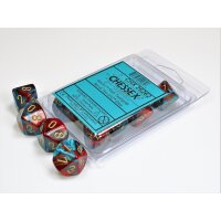 Ten d10 Set - Red-Teal with gold