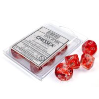 Polyhedral Ten d10 Set - Nebula TM Red/silver Luminary