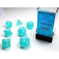 Polyhedral 7-Die Set - Frosted Teal w/white