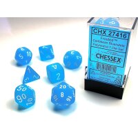 Polyhedral 7-Die Set - Frosted Caribbean Blue w/white