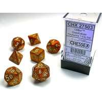 Polyhedral 7-Die Set - Glitter Polyhedral Gold/silver