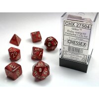 Polyhedral 7-Die Set - Glitter Polyhedral Ruby/gold