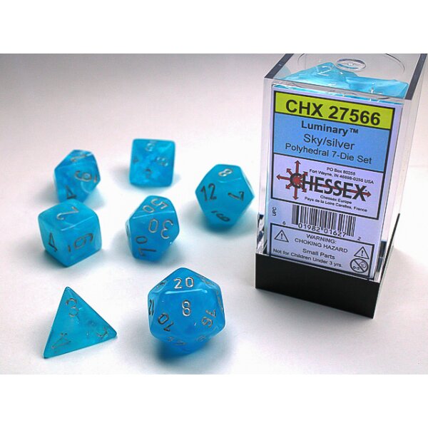 Polyhedral 7-Die Set - Luminary Polyhedral Sky/silver