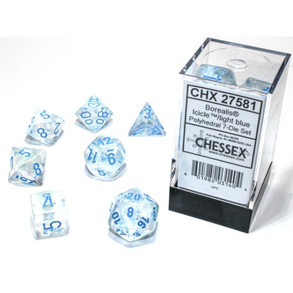 Polyhedral 7-Die Set - Borealis Polyhedral Icicle/light blue Luminary