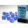 16mm d6 with pips (12 Dice Block) - Frosted Blue w/white