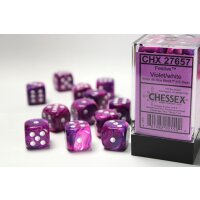 16mm d6 with pips (12 Dice Block) - Festive Violet w/white