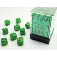 12mm d6 with pips (36 Dice Block) - Vortex Green w/gold