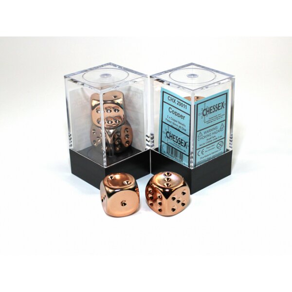 Copper-Plated Metallic 16mm d6 with pips Pair (2)