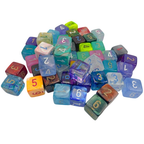 Bag of 50 Asst. Loose Signature Poly. d6 Dice