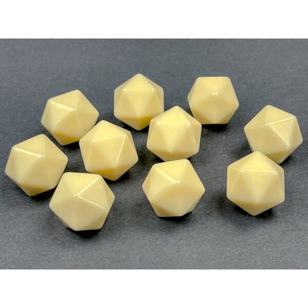 Opaque Polyhedral Ivory Bag of 10 Blank 20-sided dice