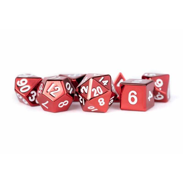 16mm Metal Polyhedral Dice Set: Red