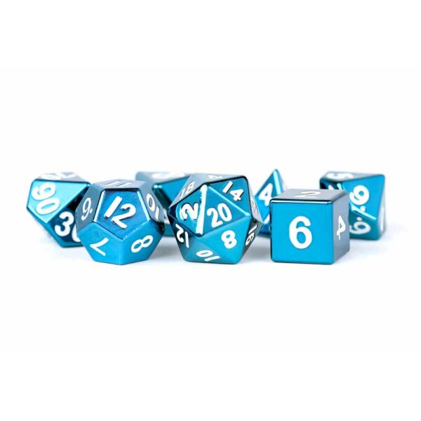 16mm Metal Polyhedral Dice Set: Blue