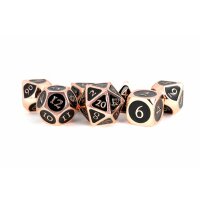 16mm Metal Polyhedral Dice Set: Copper w/ Black Enamel