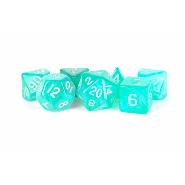 16mm Acrylic Polyhedral Dice Set: Stardust Turquoise