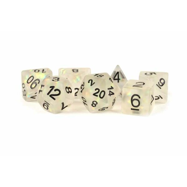 16mm Resin Polyhedral Dice Set: Icy Opal Clear