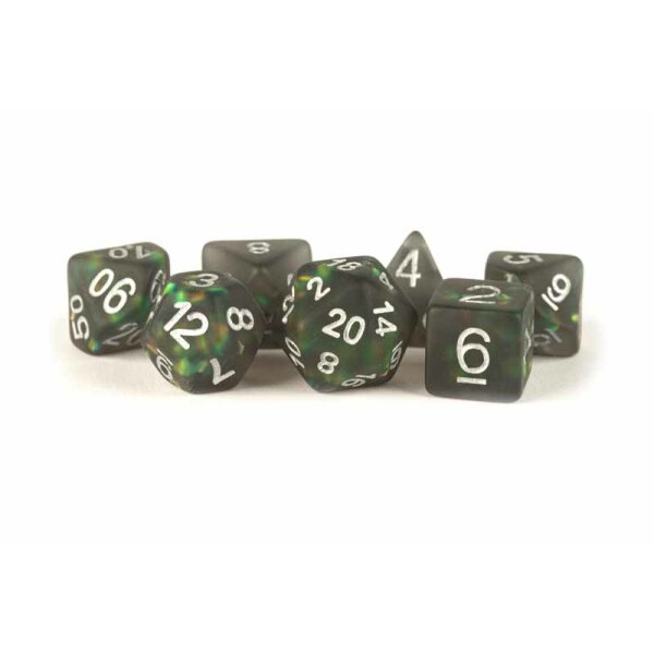 16mm Resin Polyhedral Dice Set: Icy Opal Black