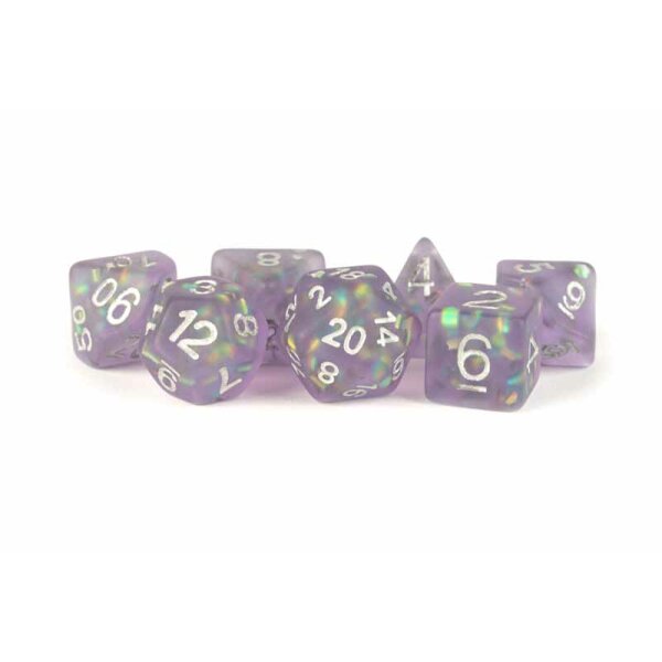 16mm Resin Polyhedral Dice Set: Icy Opal Purple