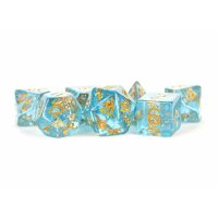 16mm Resin Polyhedral Dice Set: Blue w/ Gold Foil