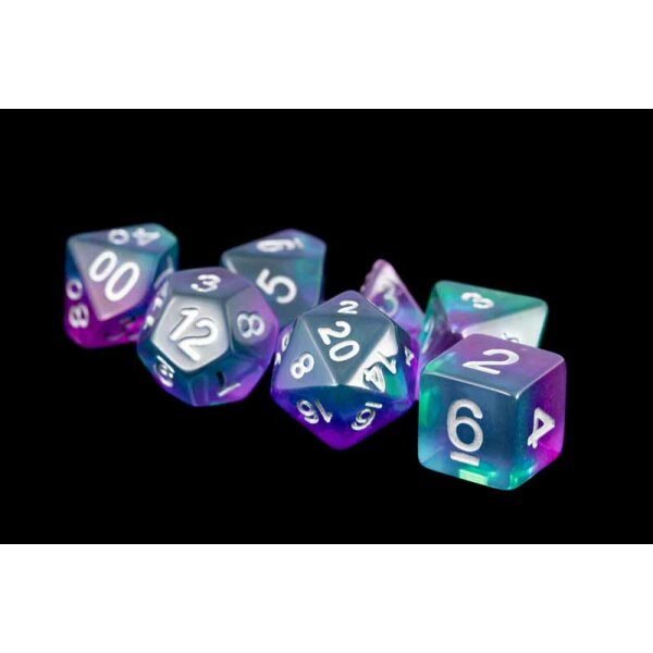 16mm Resin Polyhedral Dice Set: Blue Aurora