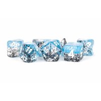 16mm Resin Polyhedral Dice Set: Particle Blue/Black