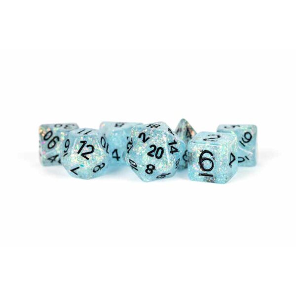 16mm Resin Polyhedral Dice Set: Flash Blue