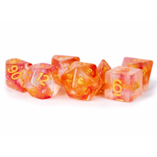 16mm Resin Polyhedral Dice Set: Unicorn Mystic Embers