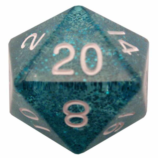 35mm Mega Acrylic d20: Ethereal Light Blue with White Numbers