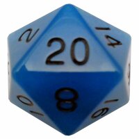 35mm Mega Acrylic d20: Glow in the Dark Blue with Black...