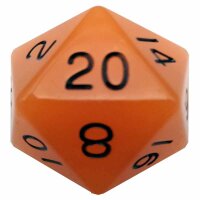 35mm Mega Acrylic d20: Glow in the Dark Orange with Black...