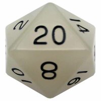 35mm Mega Acrylic d20: Glow in the Dark Clear with Black...