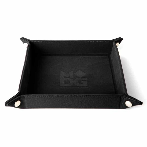 Fold Up Velvet Dice Tray w/ PU Leather Backing: Black