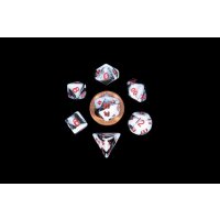 10mm Mini Polyhedral Dice set: Marble w/ Red Numbers