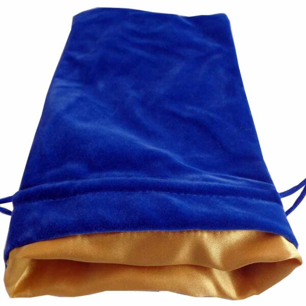 Small Velvet Dice Bag: Blue w/ Gold Satin