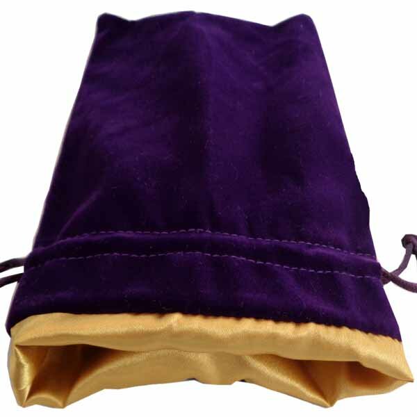 Small Velvet Dice Bag: Purple w/ Gold Satin