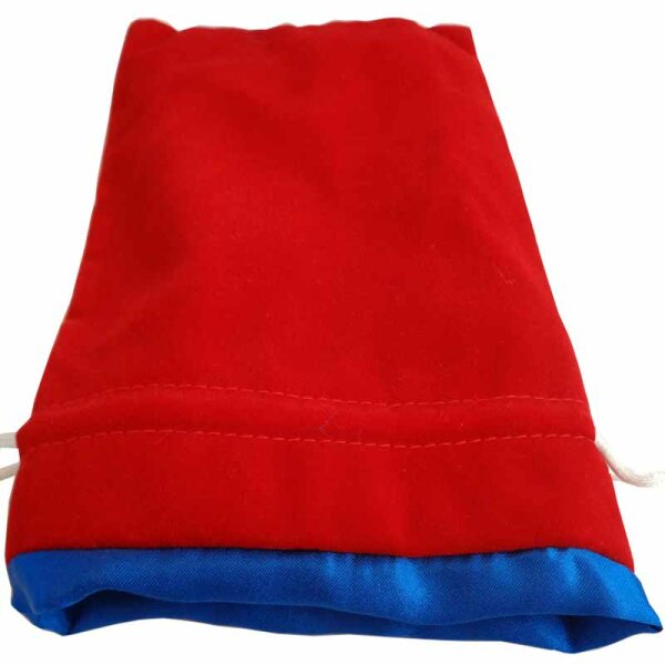 Large Velvet Dice Bag: Red w/ Blue Satin