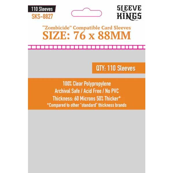 "Zombicide Compatible" Sleeves (76x88mm) -110 Pack, 60 Microns
