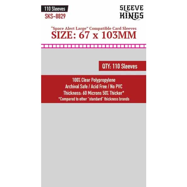 "Space Alert Large Compatible" Sleeves (67x103mm) -110 Pack, 60 Microns